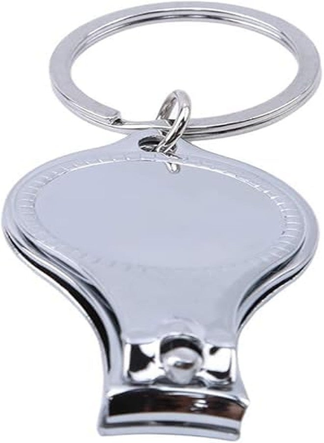 WLngtv Silver Nail Clipper Multifunction Keychain Nail Clippers Bottle Opener 3 in 1 Nail Clipper Bottle Opener Key Ring Manicure Tools for Women,Round Creative - Image 1